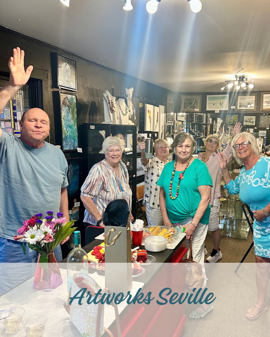 Visitors gathering inside Artworks Seville during First Fridays